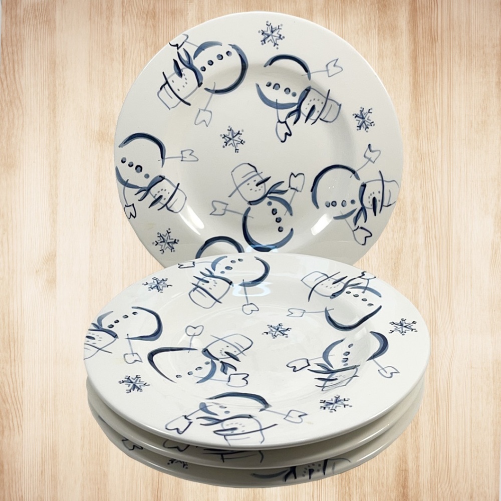 Snowman Appetizer/Salad/Dessert Plates by Eddie Bauer - Set of 4
